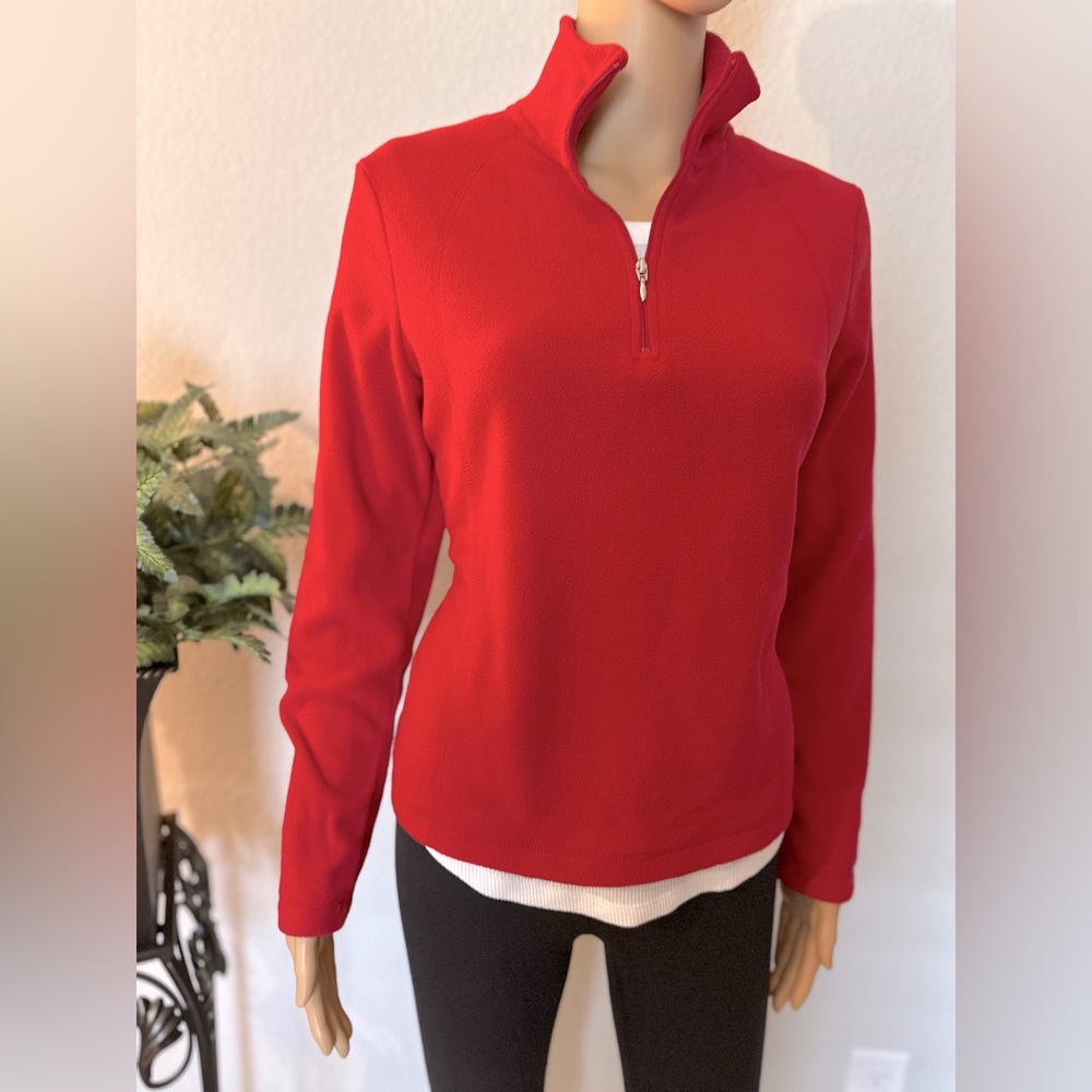 Women's Red 3/4 Zip Fleece Top-Size Small